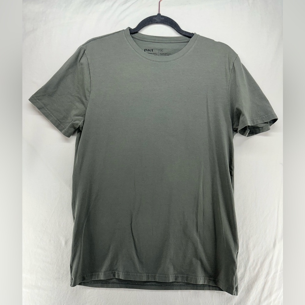 Pact Men's Organic Cotton Short Sleeve Crew Neck T Shirt Olive Green Size M